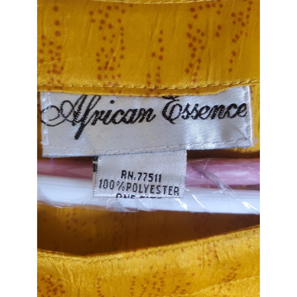 Vintage African Essence Kaftan Dress Womens One Size Yellow Afrocentric Graphic - Picture 10 of 14